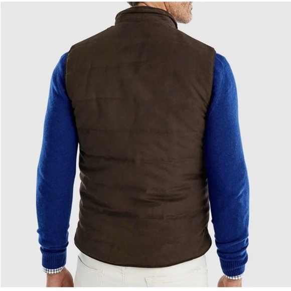 NWT Large Johnnie-o Brown Suede Reversible Puffer Vest - Picture 3 of 7